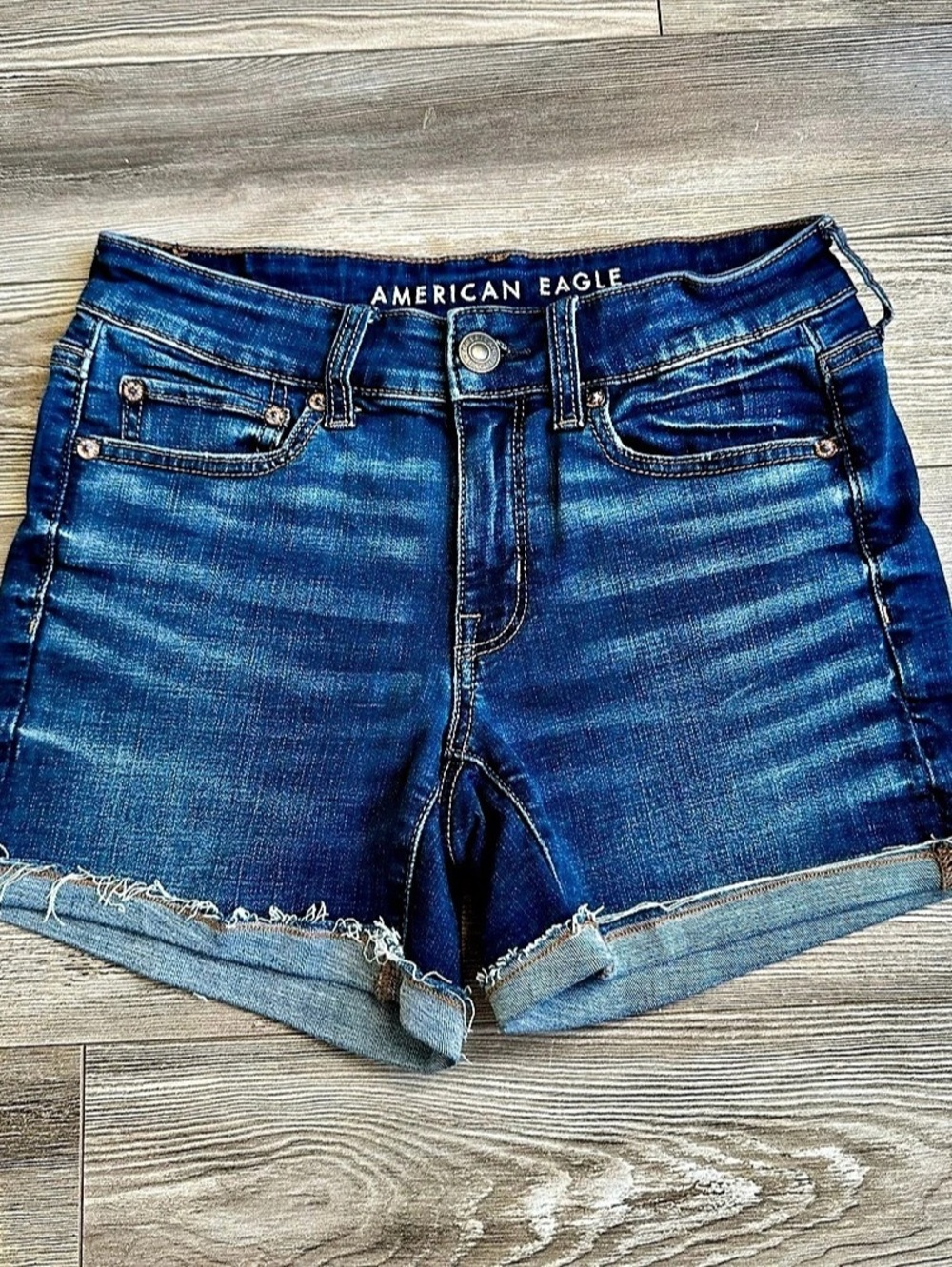 American Eagle Super Stretch Denim Shorts Denim Jean Shorts Size 4 Blue